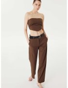 TWIST Pantaloni drepti cu o curea - Maro inchis
