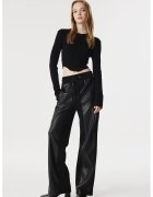 TWIST Pantaloni relaxed fit cu snur in talie - Negru