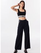 TWIST Pantaloni relaxed fit cu talie medie - Alb optic/Bleumarin