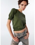 TWIST Pulover crop cu broderie - Negru stins