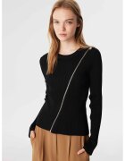 TWIST Pulover cu decolteu rotund si striatii - Negru