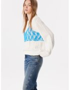 TWIST Pulover lejer cu model torsade - Alb fildes/Albastru