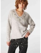 TWIST Pulover pufos cu detalii cu aspect metalizat - Gri deschis melange
