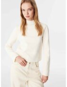 TWIST Pulover tricotat fin cu guler scurt - Alb fildes