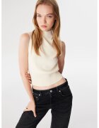 TWIST Pulover tricotat fin cu model crop - Crem
