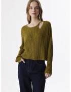 TWIST Pulover uni cu decolteu asimetric - Verde masliniu