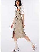 TWIST Rochie midi cu maneci bufante - Rosu/Alb/Maro nisip