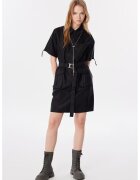 TWIST Rochie mini cu fermoar - buzunare cu clapa si curea in talie - Negru
