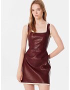 TWIST Rochie mini de piele ecologica cu croiala in A - Visiniu