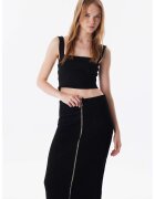 TWIST Top crop cu decolteu patrat - Negru