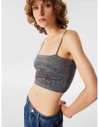 TWIST Top crop slim fit - Maro/Gri melange/Albastru