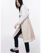 TWIST Trenci cu doua randuri de nasturi si model 2-in-1 - Alb/Negru/Maro taupe deschis