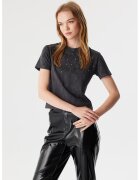 TWIST Tricou cu aspect decolorat si strasuri - Negru/Gri
