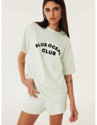 TWIST Tricou cu decolteu la baza gatului si imprimeu text - Negru/Verde pal
