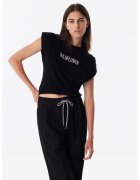 TWIST Tricou cu design text - Alb/Negru