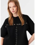 TWIST Tricou cu maneci cazute si tinte decorative - Negru