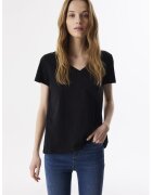 TWIST Tricou de bumbac cu decolteu in V - Negru