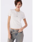 TWIST Tricou din amestec de bumbac cu detaliu de lant - Alb