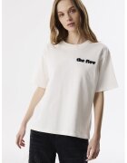 TWIST Tricou din bumbac cu decolteu la baza gatului si aplicatie text - Alb