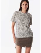 TWIST Tricou texturat cu decolteu la baza gatului - Gri melange