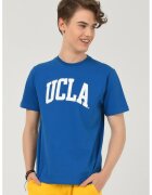 UCLA Tricou cu decolteu la baza gatului si imprimeu logo Culver - Alb/Albastru royal