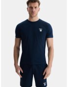 UCLA Tricou de bumbac cu decolteu la baza gatului - Bleumarin