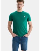 UCLA Tricou de bumbac cu decolteu la baza gatului - Verde aquamarin