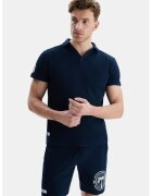 UCLA Tricou polo texturat Russel - Bleumarin