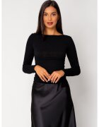 uFIT Bluza subtire din mix de casmir Black 18305 - Negru