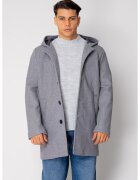 uFIT Palton lung cu gluga Grey Melange 18862 - Gri deschis melange