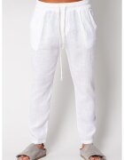 uFIT Pantaloni lung din 100% IN cu snur White I 17009 - Alb optic