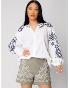 uFIT Pantaloni scurti cu broderie Olive/Cream 16431 - Bej/Verde masliniu