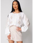 uFIT Pantaloni scurti cu detalii brodate - Alb/Bej