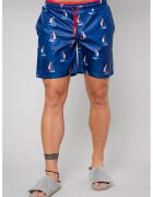 uFIT Pantaloni scurti de baie cu imprimeu si snur - Alb/Albastru royal