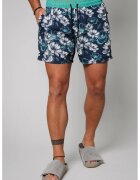 uFIT Pantaloni scurti de baie cu model si buzunare laterale - Alb/Albastru inchis/Albastru petrol
