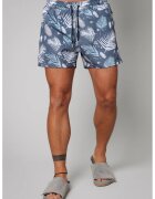 uFIT Pantaloni scurti de baie cu model si buzunare laterale - Alb/Albastru prafuit