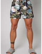 uFIT Pantaloni scurti de baie cu model si buzunare laterale - Albastru pastel/Negru/Alb optic