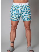 uFIT Pantaloni scurti de baie cu model si talie ajustabila - Alb/Albastru royal