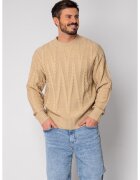 uFIT Pulover din mix de lana cu model tricotat Beige 19048 - Bej