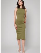 uFIT Rochie midi cambrata cu slit lateral Hera - Verde masliniu