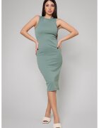 uFIT Rochie midi cambrata din amestec de bumbac - Verde aquamarin