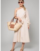 uFIT Rochie midi cu decolteu pe un umar si cordon - Bej deschis