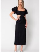 uFIT Rochie midi cu maneci bufante Black 16630 - Negru
