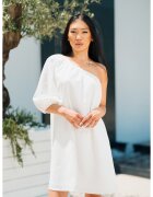 uFIT Rochie scurta cu un umar gol White 17675 - Alb optic