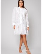 uFIT Rochie scurta tip camasa cu broderie White 13139 - Alb optic