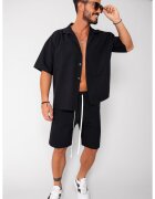 uFIT Set camasa maneca scurta Oversized si pantalon scurt Black 16755 - Negru