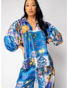 uFIT Set Capri bluza si pantalon lung print lamai 15973 - BLUE