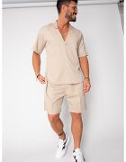 uFIT Set Como bluza V-cut si pantaloni scurti Beige 16740 - Bej
