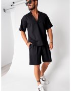 uFIT Set Como bluza V-cut si pantaloni scurti Black 16735 - Negru