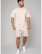 uFIT Set de tricou supradimensionat si pantaloni scurti - 2 piese - Bej deschis